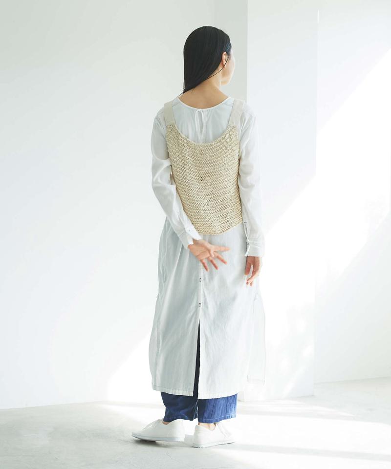 【予約販売】○フラット綿棒針編み ざっくり編みベスト（cardo fabrica）