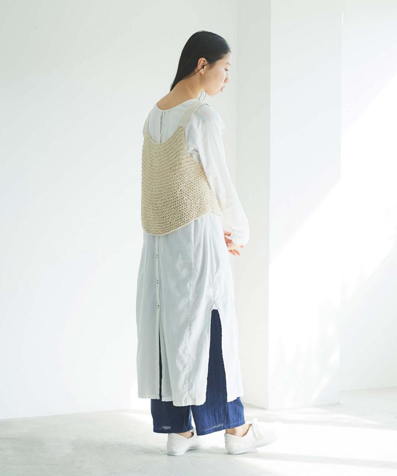 【予約販売】○フラット綿棒針編み ざっくり編みベスト（cardo fabrica）