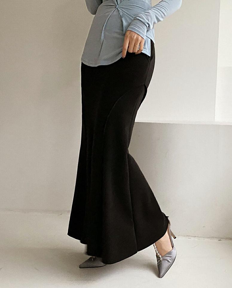 裏起毛マーメイドロングスカート・全3色・t00705 レディース 【sk】ボトムス スカート ロング ロングスカート 裏起毛 マーメイド ロング丈 カジュアル ウエストゴム 無地 シンプル 体型カバー フェミニン 秋 冬 韓国ファッション ハイホリHIHOLLI