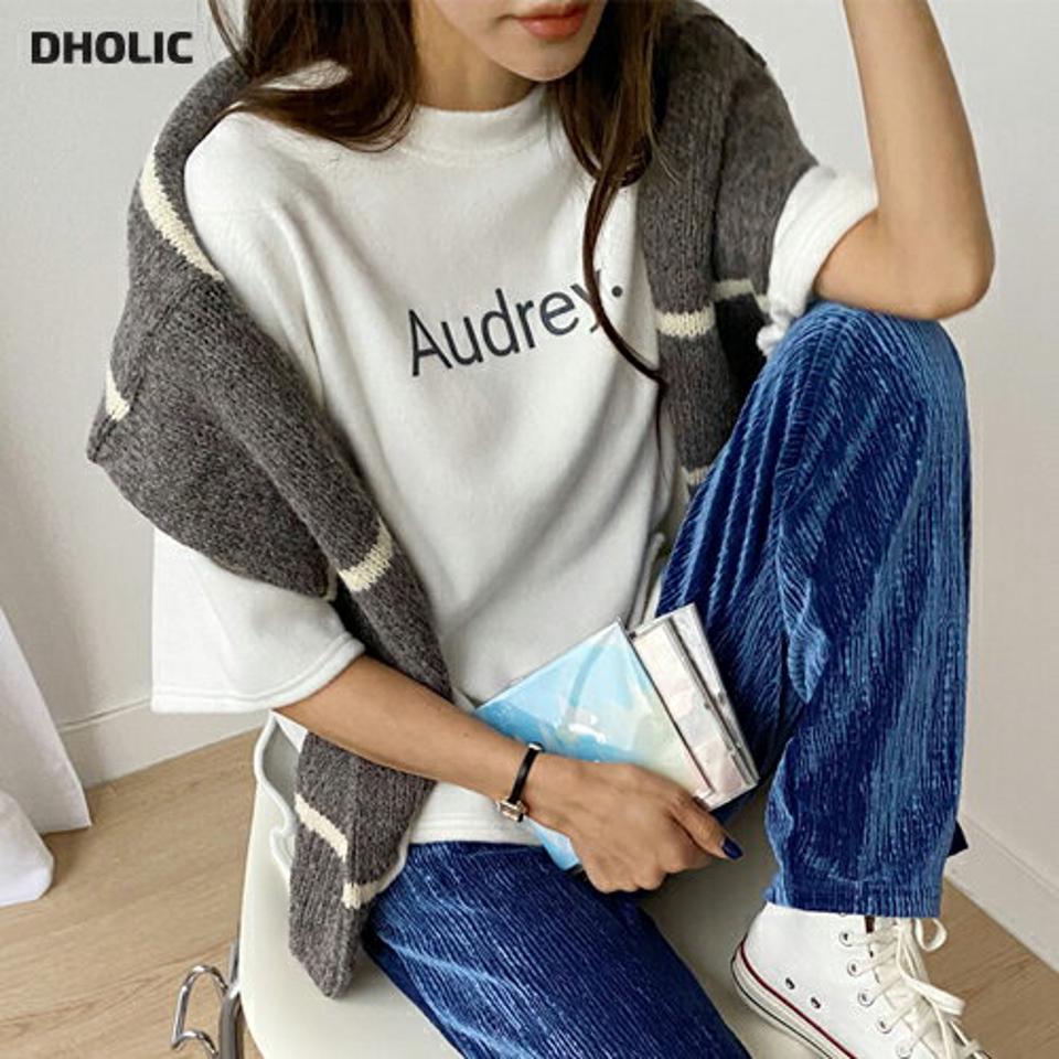 ファータッチロゴTシャツ・全4色・t58596 レディース 【tops】韓国ファッション トップス Tシャツ 大人 半袖 ラウンドネック ファータッチ ロゴ スリット ルーズ 楽ちん シンプル 体型カバー フェミニン カジュアル 秋 冬
