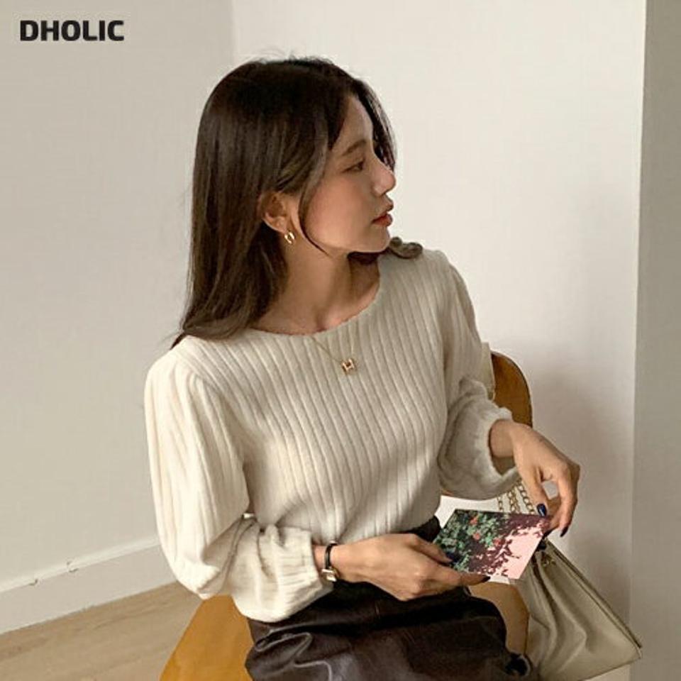 ソフトリブTシャツ・全3色・t58601 レディース 【tops】韓国ファッション トップス Tシャツ 大人 長袖 ラウンドネック ソフトリブ ミンク風 ギャザー 異素材 無地 シンプル 体型カバー フェミニン カジュアル 秋 冬