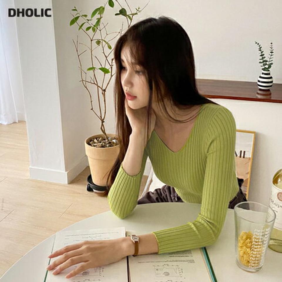 【只今10%OFF】Vネックスリムリブニット・全6色・b58604 レディース 【tops】韓国ファッション トップス ニット 大人 長袖 Vネック スリム リブ カラーニット 異素材 無地 ベーシック シンプル 体型カバー フェミニン カジュアル 高級感 秋 冬【ニットセール】