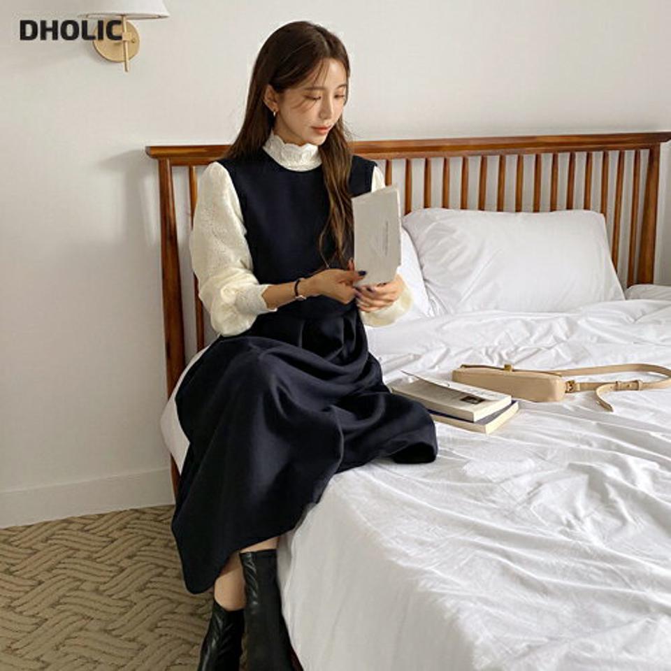 裏起毛ラウンドノースリワンピース・全3色・t58611 レディース 【ops】韓国ファッション ワンピース ロングワンピース ノースリーブ ラウンドネック 裏起毛 スリット ロング丈 無地 ベーシック シンプル カジュアル 秋 冬