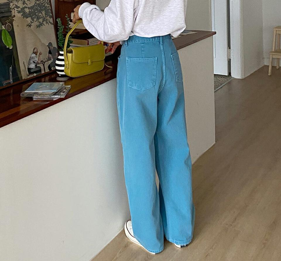 サイドボタンステッチカラーパンツ・全4色・t58619 レディース 【pt】韓国ファッション ボトムス ロング ロングパンツ ボタン ステッチ カラーパンツ ストレート ワイド ロング丈 無地 シンプル 体型カバー カジュアル デイリー 秋 冬