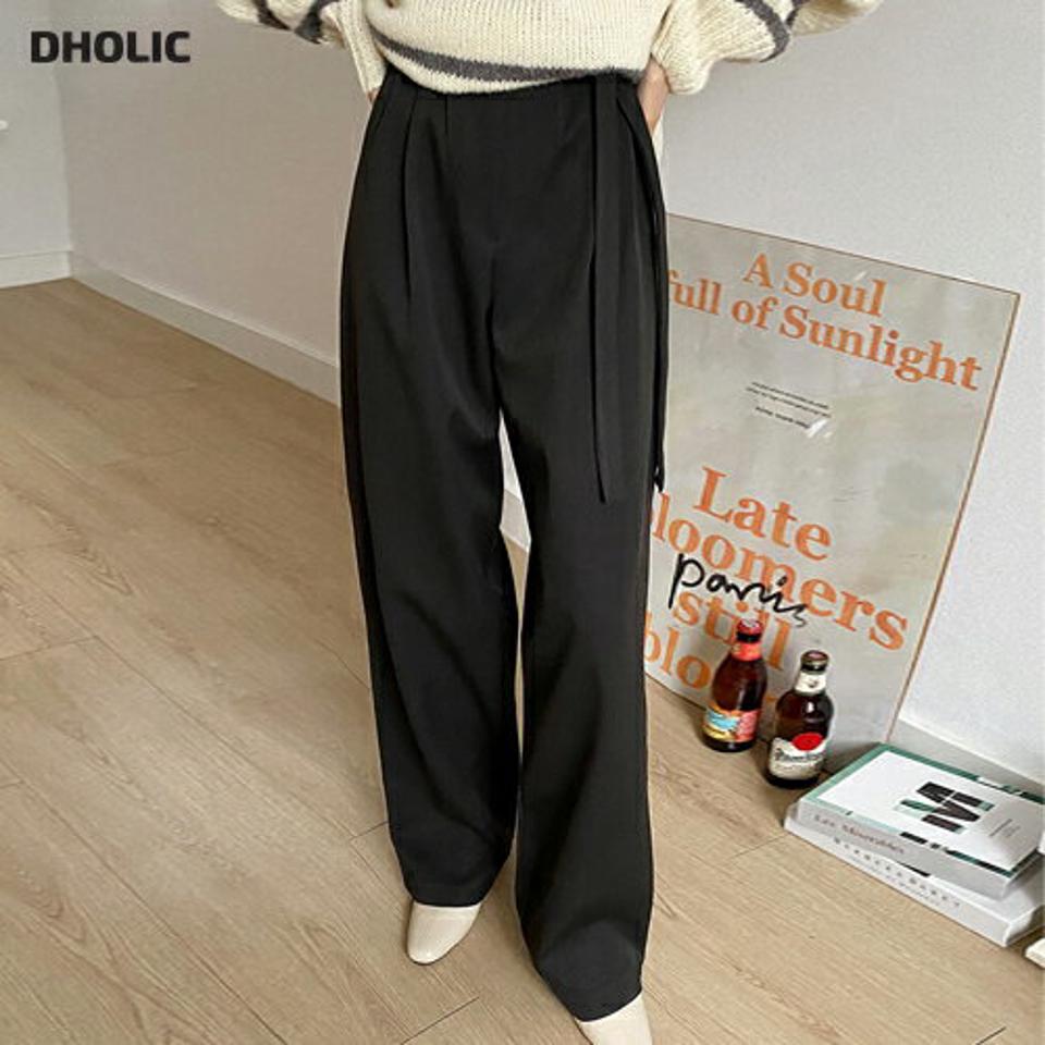 ウエストストラップワイドスラックス・全2色・t58624 レディース 【pt】韓国ファッション ボトムス ロング ロングパンツ スラックスパンツ ストラップ ワイド ストレート スリータック 無地 シンプル カジュアル デイリー 秋 冬