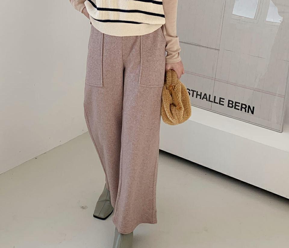 ベルト付ビッグポケットワイドパンツ・全2色・b71173 レディース 【pt】パンツ ズボン ロングパンツ 長ズボン ビッグポケット ベルト付き 単色 無地 シンプル カジュアル ラフ 秋 冬 韓国ファッション ハイホリHIHOLLI