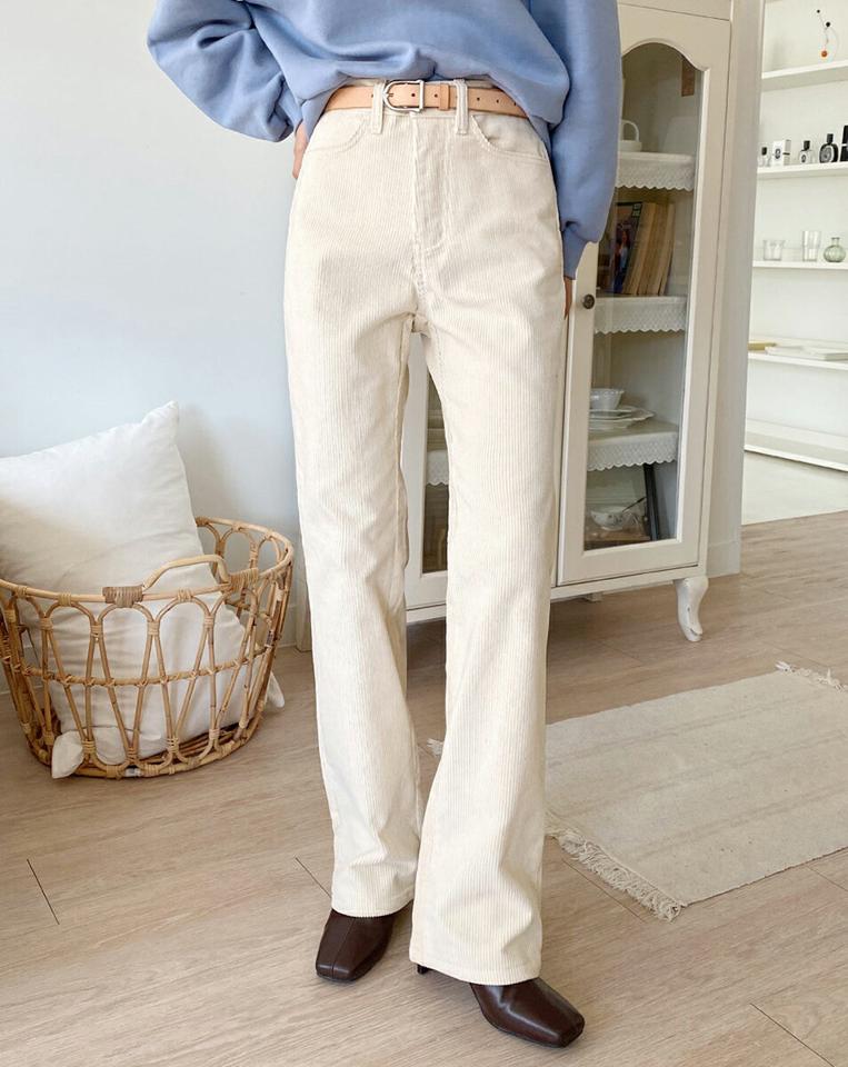 コーデュロイストレートパンツ・全3色・t65918 レディース 【pt】韓国ファッション ボトムス ロング ロングパンツ コーデュロイ ストレートパンツ ワイド 体型もカバー 無地 ベーシック シンプル カジュアル 秋 冬