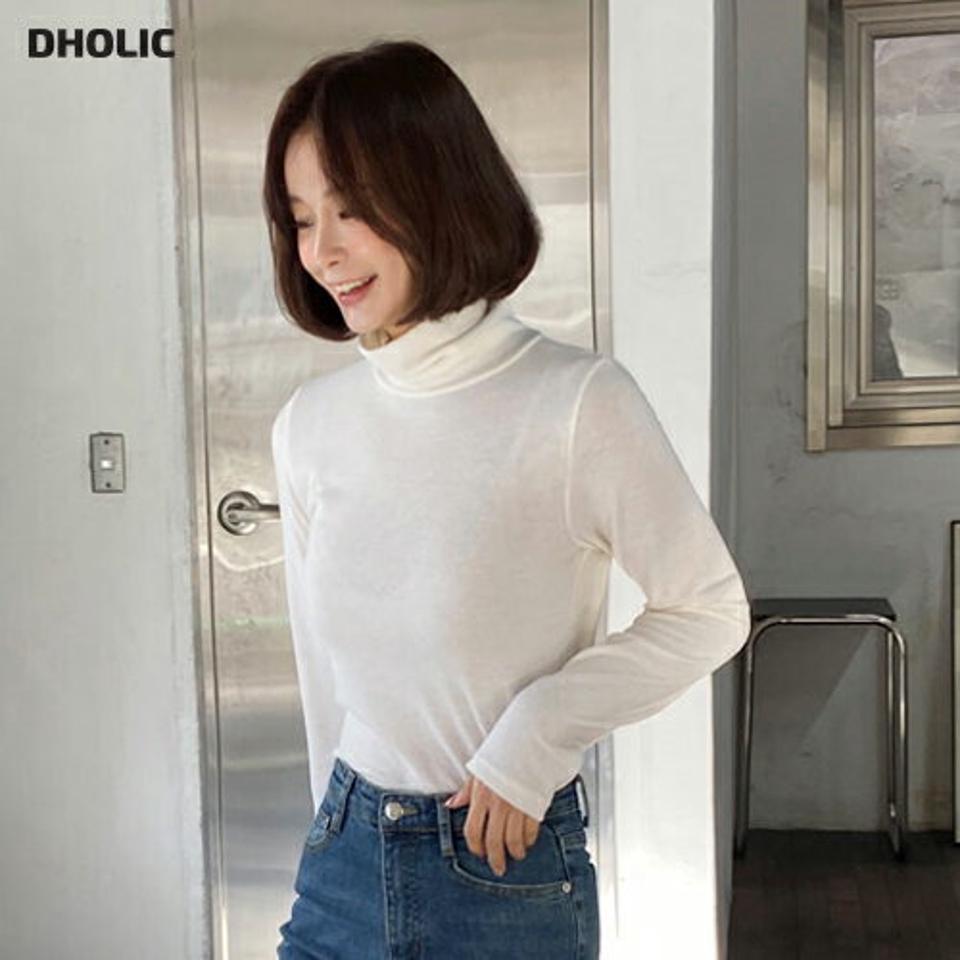 タートルネックTシャツ・全5色・t65901 レディース 【tops】韓国ファッション トップス Tシャツ 大人 長袖 タートルネック ストレート 異素材 無地 ベーシック シンプル 体型カバー フェミニン カジュアル 秋 冬