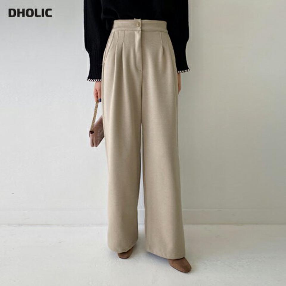 ウール混ツータックワイドスラックス・全3色・t65917 レディース 【pt】韓国ファッション ボトムス ロング ロングパンツ スラックスパンツ スラックス ウール混 ツータック ワイド 無地 シンプル 体型カバー カジュアル フェミニン 秋 冬
