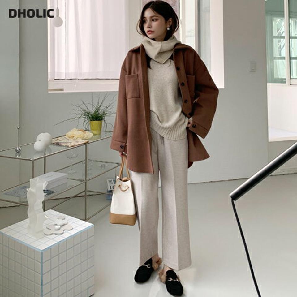 【10%OFF】起毛ストリングストレートパンツ・全2色・t00444 レディース 【pt】パンツ ズボン ロングパンツ ストレートパンツ 単色 無地 シンプル ベーシック 大人 起毛 カジュアル ラフ ウエストゴム 秋 冬 韓国ファッション ハイホリHIHOLLI【パンツセール】