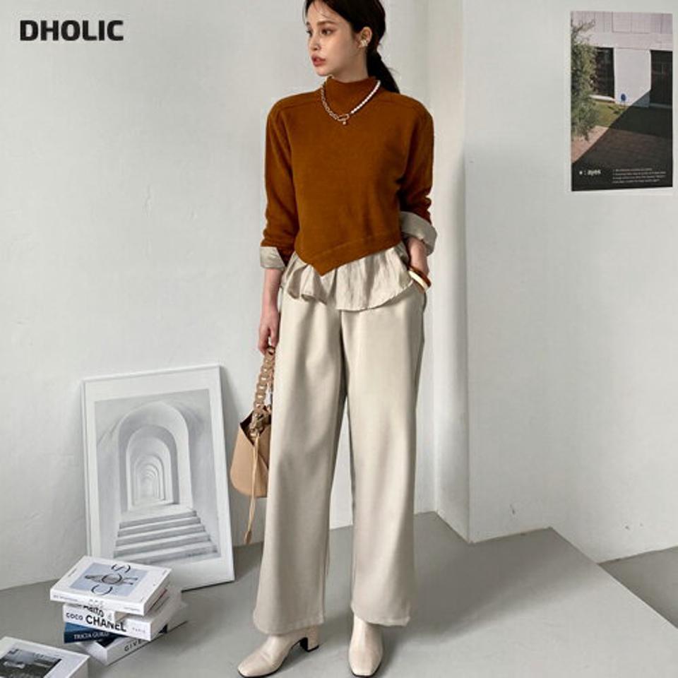 裏起毛ウエストゴムワイドパンツ・全3色・t00431 レディース 【pt】パンツ ズボン ロングパンツ ワイドパンツ ウエストゴム 裏起毛 単色 無地 シンプル ベーシック 大人 カジュアル 楽ちん ストレートパンツ 冬 韓国ファッション ハイホリHIHOLLI