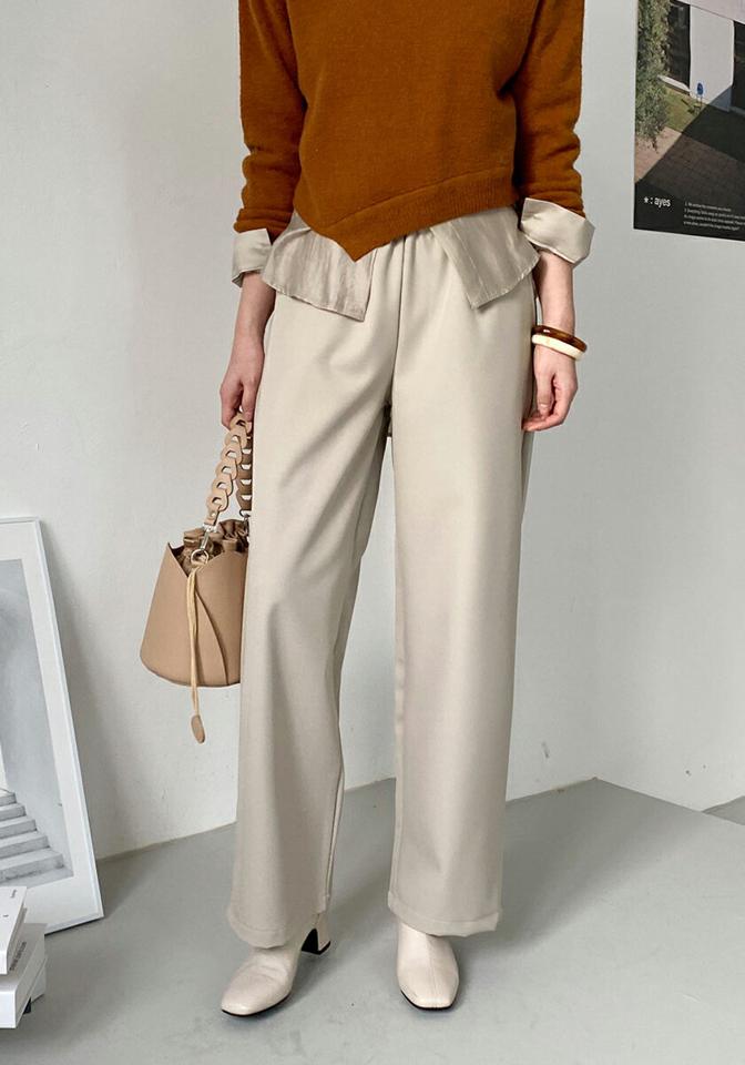 裏起毛ウエストゴムワイドパンツ・全3色・t00431 レディース 【pt】パンツ ズボン ロングパンツ ワイドパンツ ウエストゴム 裏起毛 単色 無地 シンプル ベーシック 大人 カジュアル 楽ちん ストレートパンツ 冬 韓国ファッション ハイホリHIHOLLI