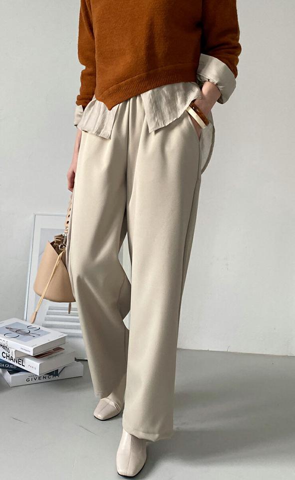 裏起毛ウエストゴムワイドパンツ・全3色・t00431 レディース 【pt】パンツ ズボン ロングパンツ ワイドパンツ ウエストゴム 裏起毛 単色 無地 シンプル ベーシック 大人 カジュアル 楽ちん ストレートパンツ 冬 韓国ファッション ハイホリHIHOLLI