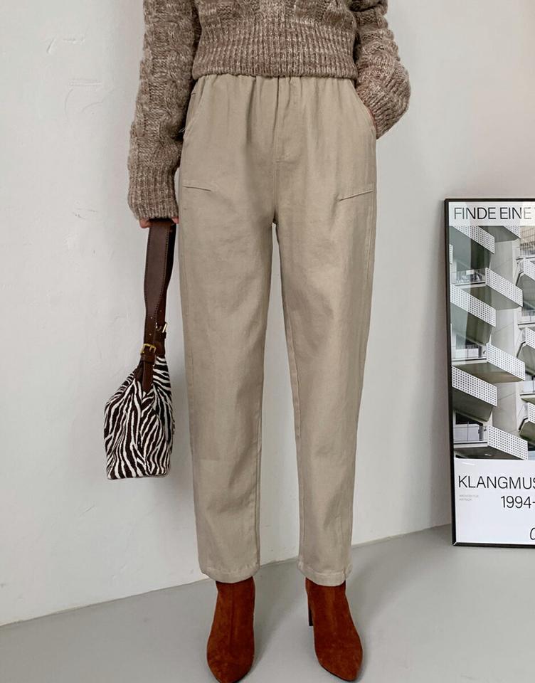 裏起毛ステッチテーパードパンツ・全4色・t00440 レディース 【pt】パンツ ズボン ロングパンツ テーパードパンツ 単色 無地 シンプル ベーシック 大人 ステッチ 裏起毛 カジュアル ラフ ソフト 暖かい ウエストゴム 冬 韓国ファッション ハイホリHIHOLLI