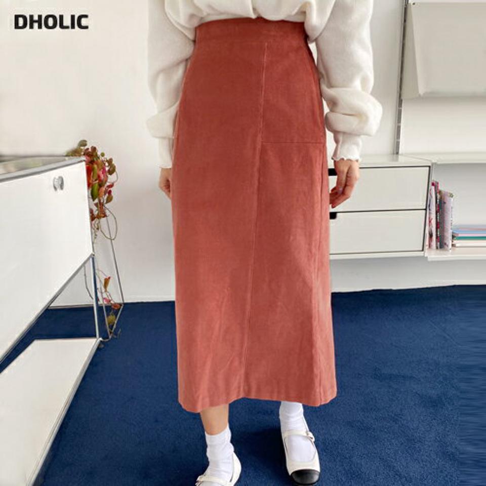裏起毛コーデュロイフレアスカート・全3色・t63279 レディース 【sk】韓国ファッション ボトムス スカート ロング ロングスカート 裏起毛 コーデュロイ フレアスカート Aライン スリット シンプル 大人 カジュアル フェミニン 体型カバー 秋 冬