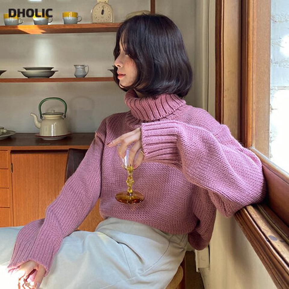 【只今10%OFF】即日配送 タートルネックルーズフィットニット・全5色・b63258 レディース 【tops】韓国ファッション トップス 大人 長袖 タートルネック ルーズ リブ カラーニット 異素材 無地 ベーシック シンプル 体型カバー フェミニン パステル 秋 冬【ニットセール】