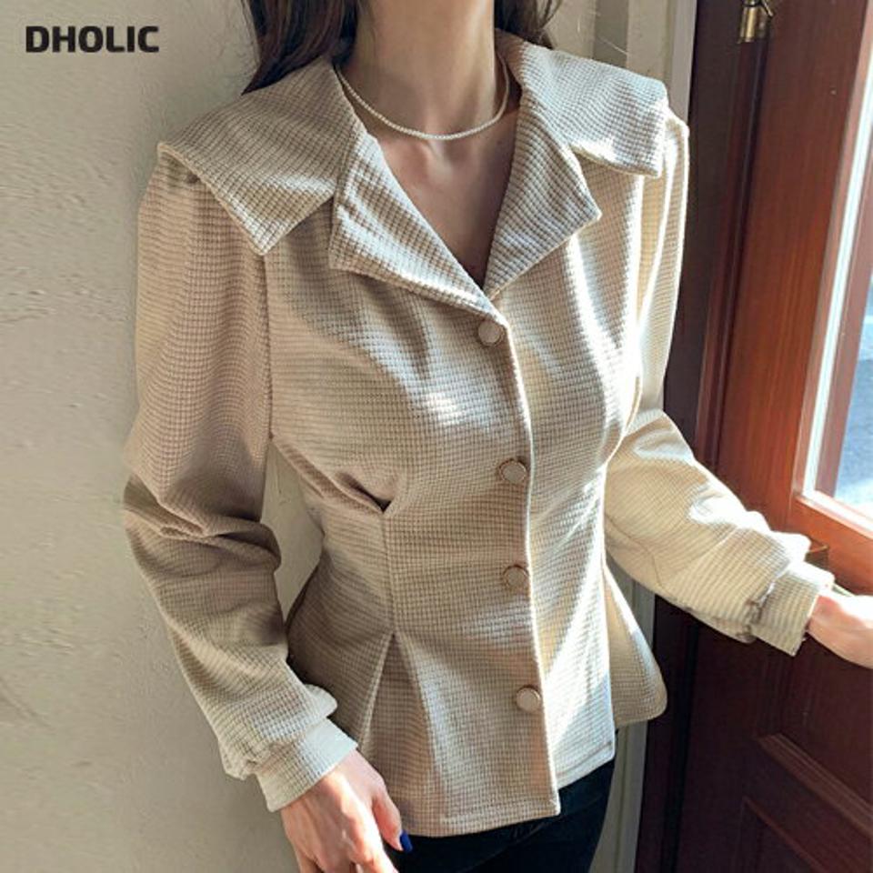 セーラーカラーリボンブラウス・全3色・t63252 レディース 【bl】韓国ファッション トップス ブラウス 長袖 ラウンドネック セーラーカラー スクエア柄 リボン シンプル 大人 異素材 体型カバー カジュアル フェミニン 秋 冬