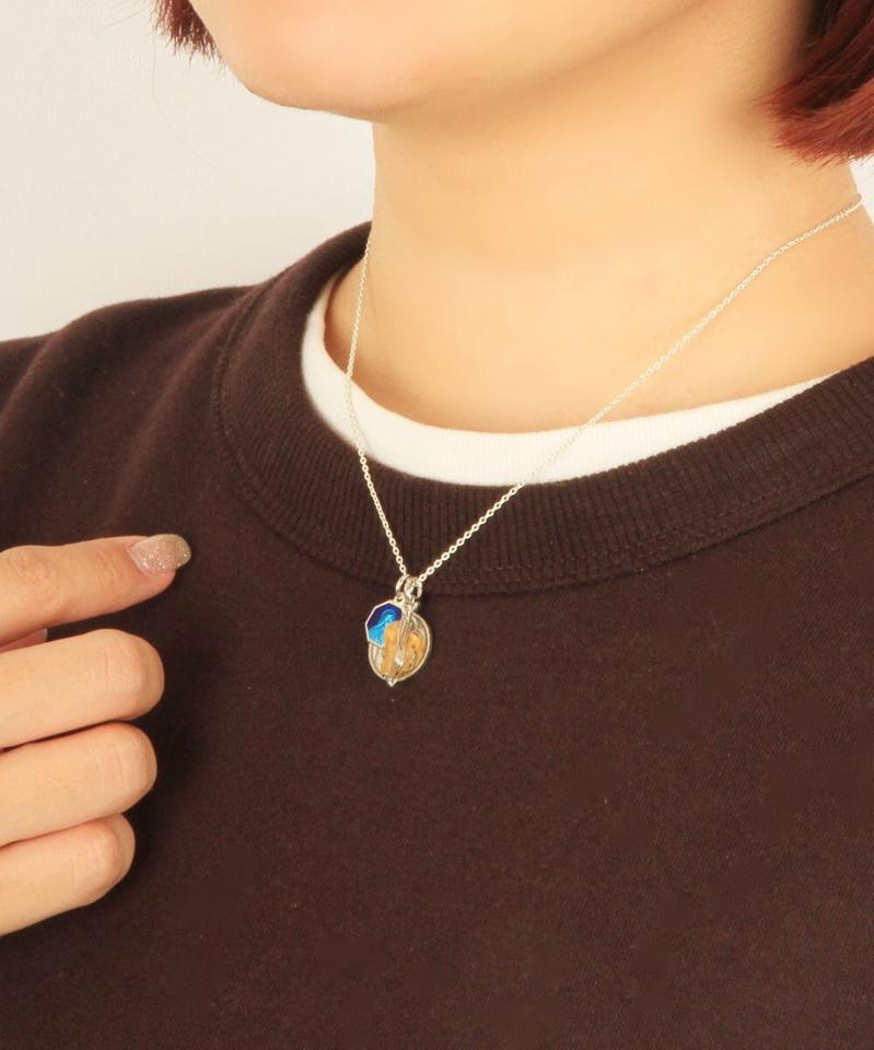 【ヴィンテージメダイ】ヴィンテージTOP×天然石シルバーネックレス6