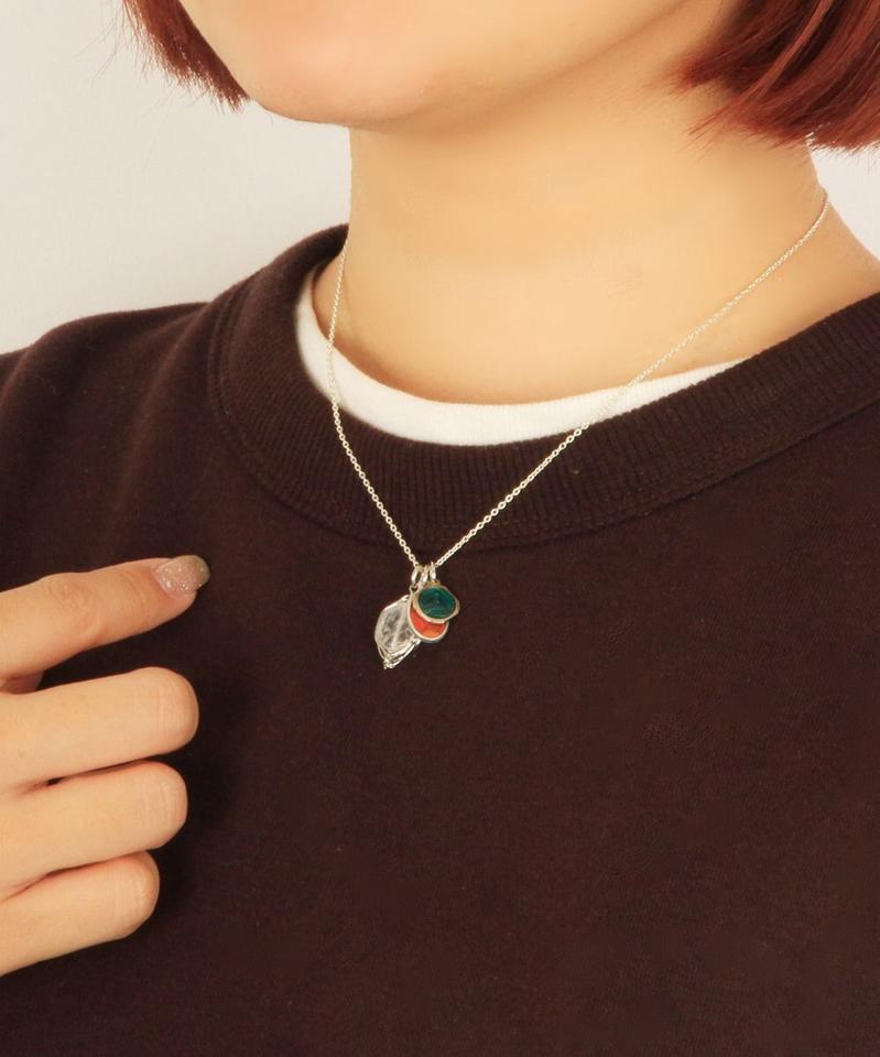 【ヴィンテージメダイ】ヴィンテージTOP×天然石シルバーネックレス3