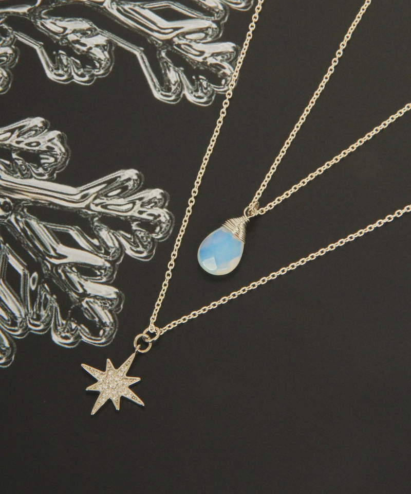 【結晶ガラス】２連六芒星ガラスシルバーネックレス