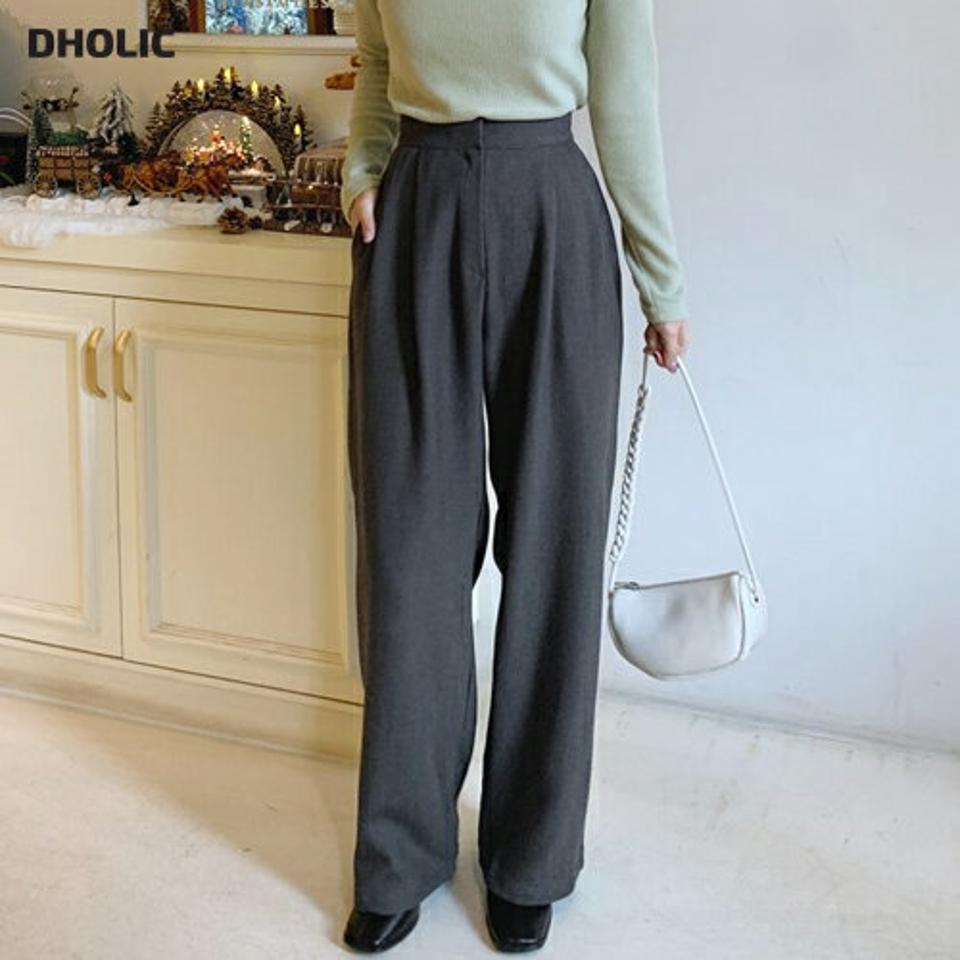 ツータックスラックスパンツ・全2色・t65767 レディース 【pt】韓国ファッション ボトムス ロング ロングパンツ スラックスパンツ スラックス ツータック ストレート ワイド 異素材 無地 シンプル 体型カバー カジュアル フェミニン 秋 冬