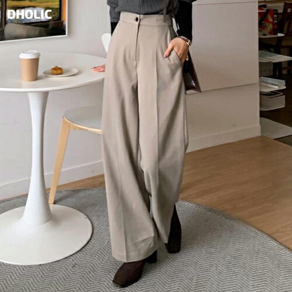 裏起毛ワイドスラックスパンツ・全3色・b65769 レディース 【pt】韓国ファッション ボトムス ロング ロングパンツ スラックスパンツ スラックス 裏起毛 ダーツ ワイド ストレート 無地 シンプル カジュアル フェミニン 秋 冬