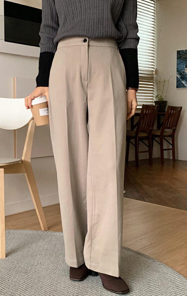 裏起毛ワイドスラックスパンツ・全3色・b65769 レディース 【pt】韓国ファッション ボトムス ロング ロングパンツ スラックスパンツ スラックス 裏起毛 ダーツ ワイド ストレート 無地 シンプル カジュアル フェミニン 秋 冬