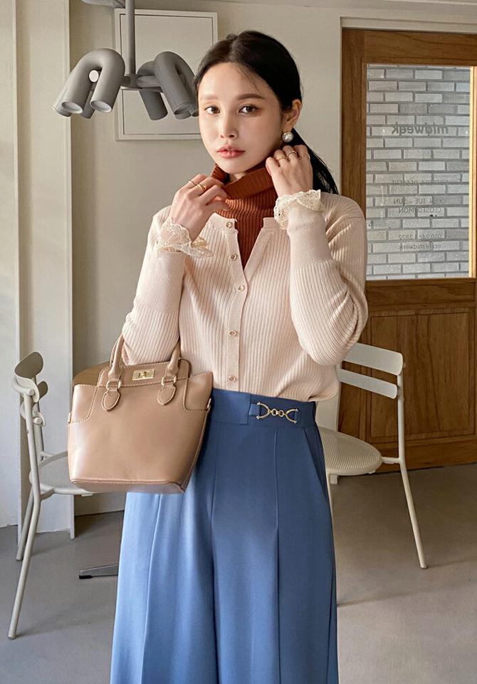 【只今10%OFF】レイヤード風タートルリブニット・全3色・b71217 レディース 【tops】トップス ニット 重ね着風 長袖 タートルネック ハイネック リブ カラーニット カジュアル 大人 ニットトップス 秋 冬 韓国ファッション ハイホリHIHOLLI【ニットセール】