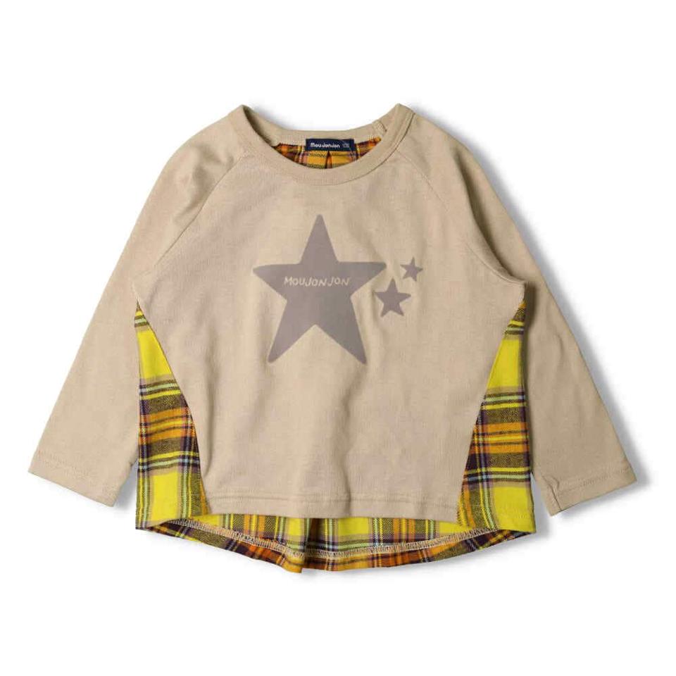 チェック切替星ロゴプリントＴシャツ