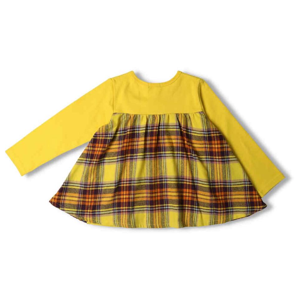 チェック切替チュニックＴシャツ