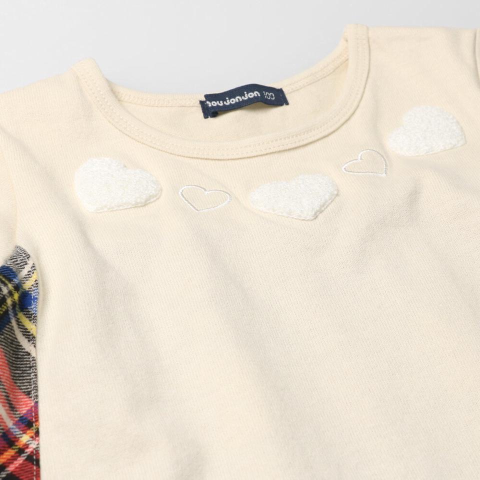 チェック切替チュニックＴシャツ