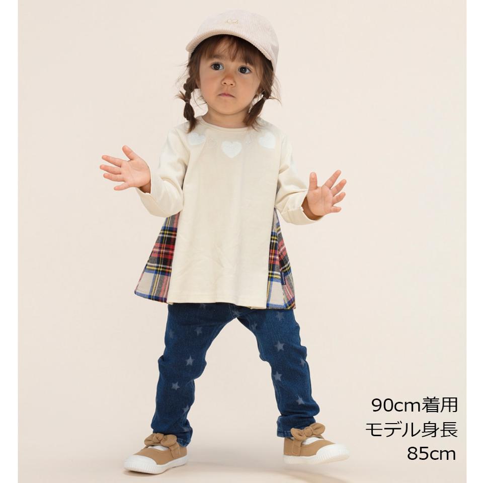 チェック切替チュニックＴシャツ