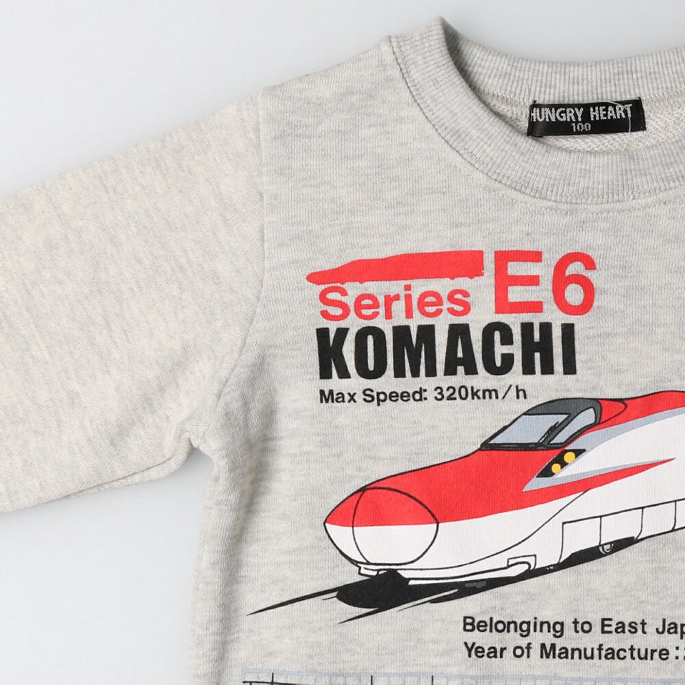 新幹線・電車プリント裏毛トレーナー