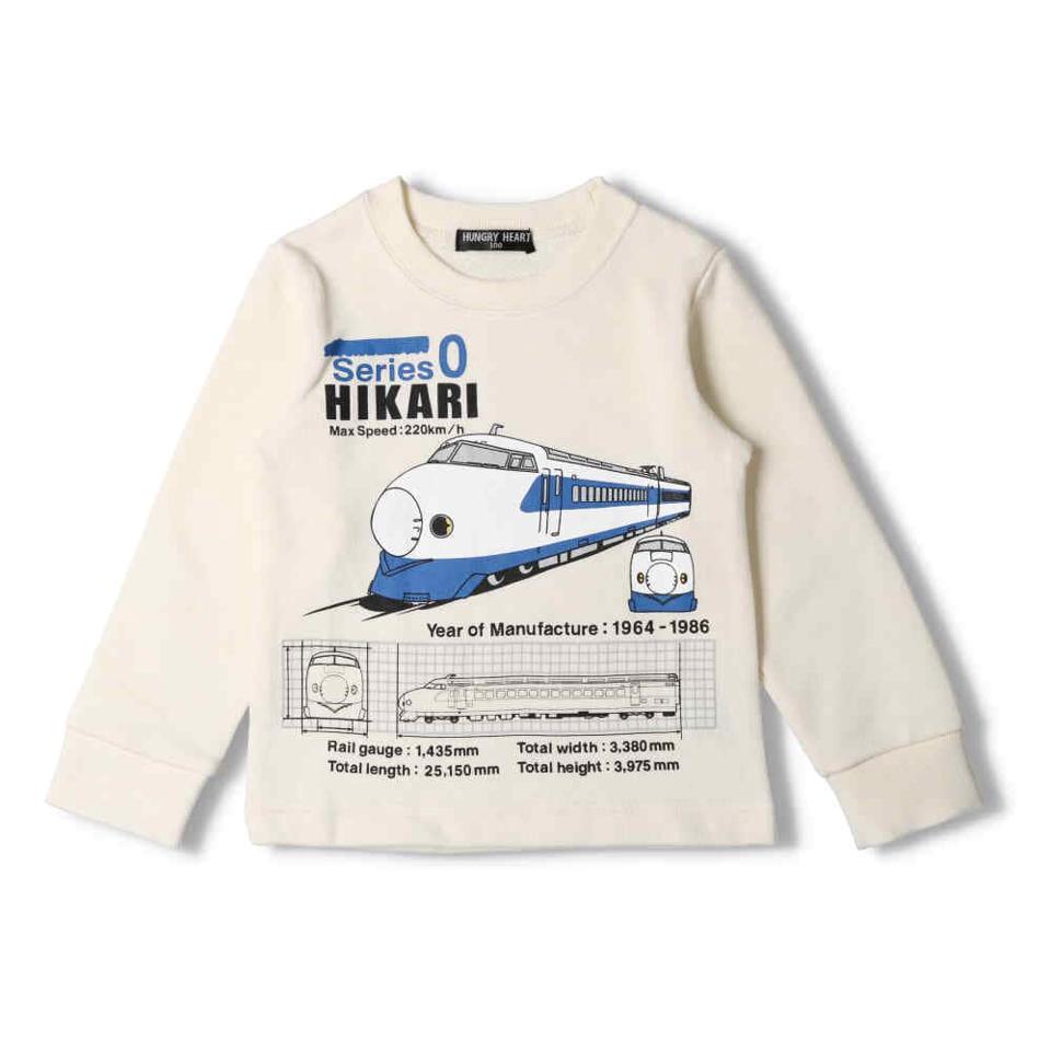 新幹線・電車プリント裏毛トレーナー