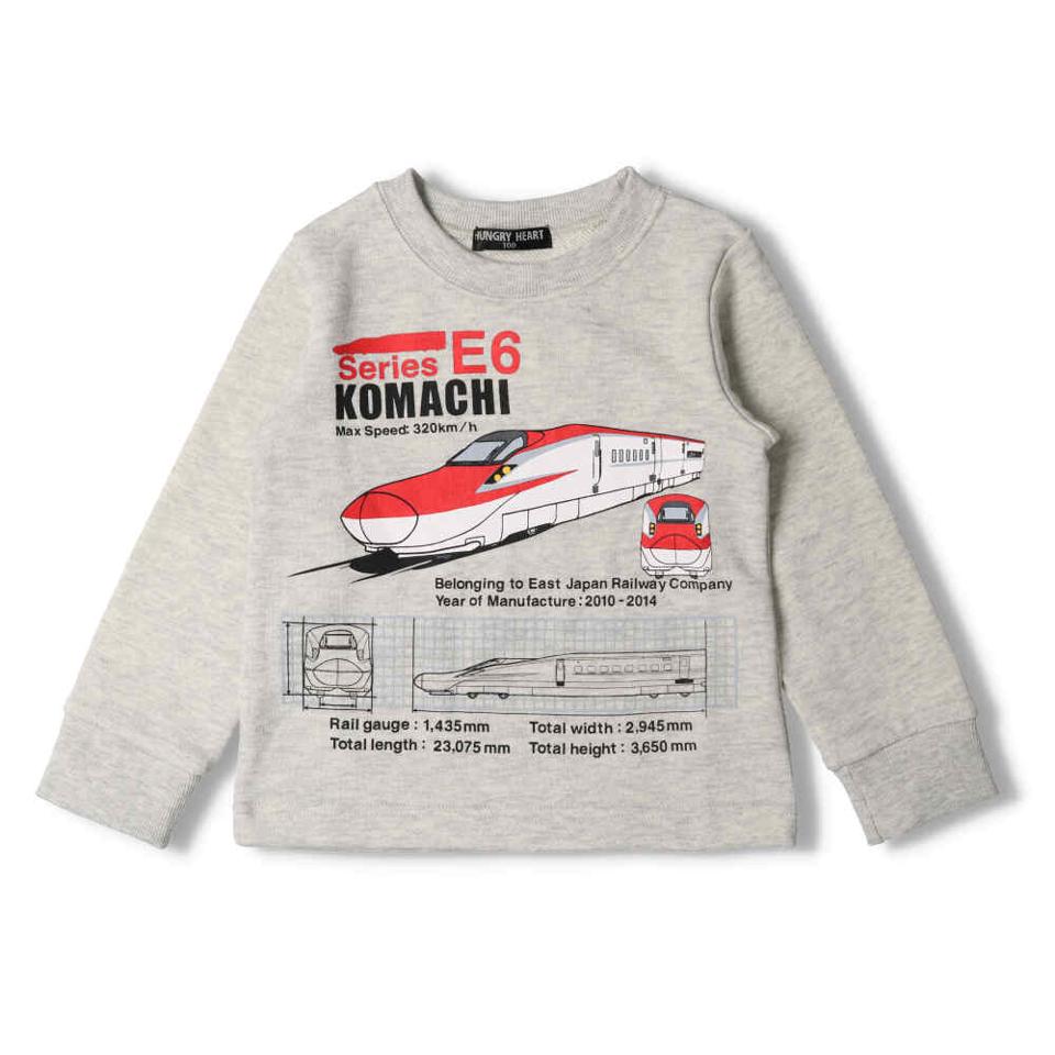 新幹線・電車プリント裏毛トレーナー