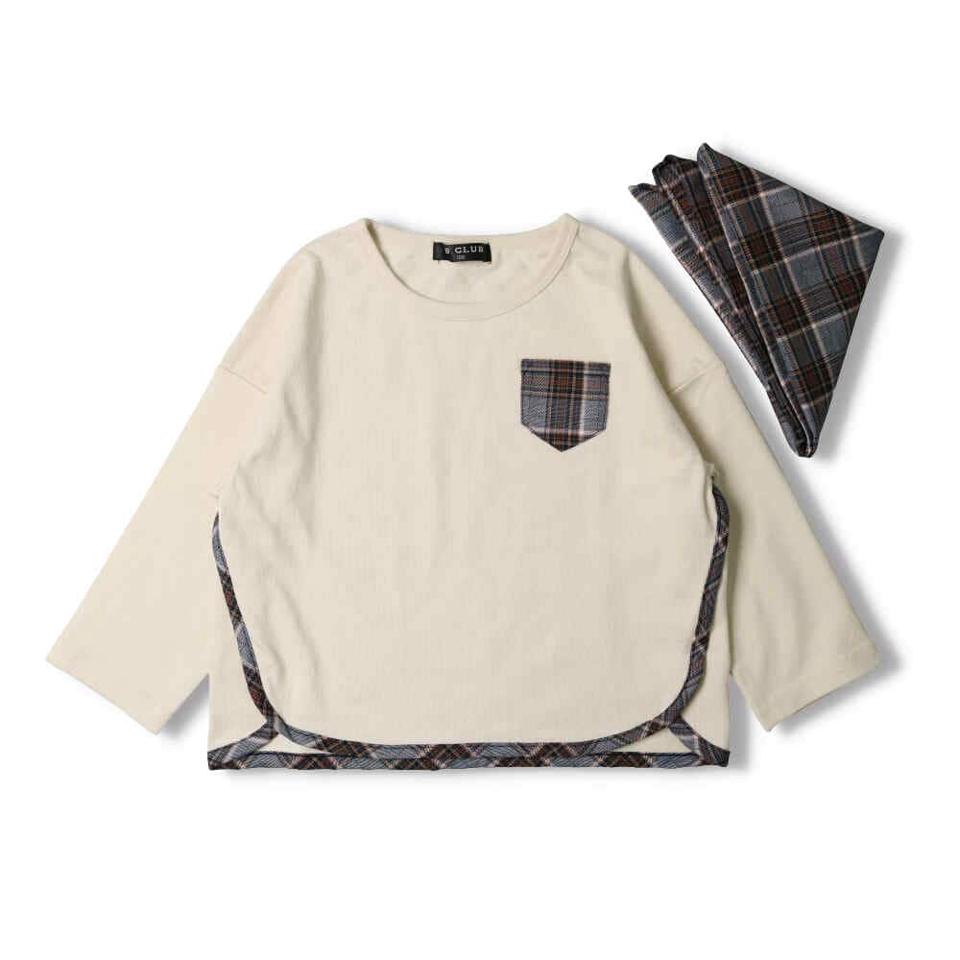 チェック柄スカーフ付Ｔシャツ