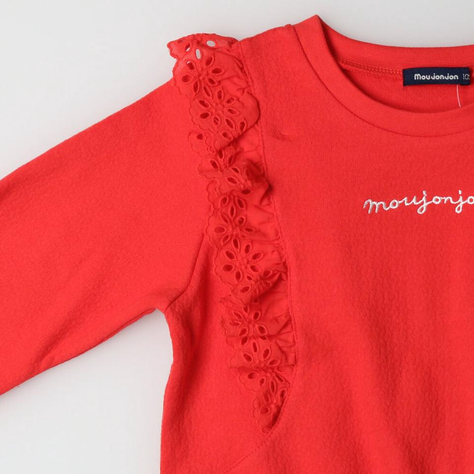 ロゴ刺繍レースフリルＴシャツ