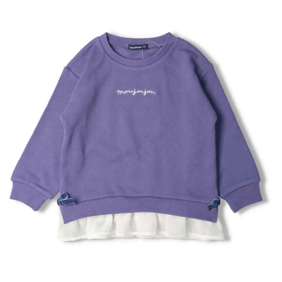 ロゴ刺繍裾シフォン裏毛トレーナー
