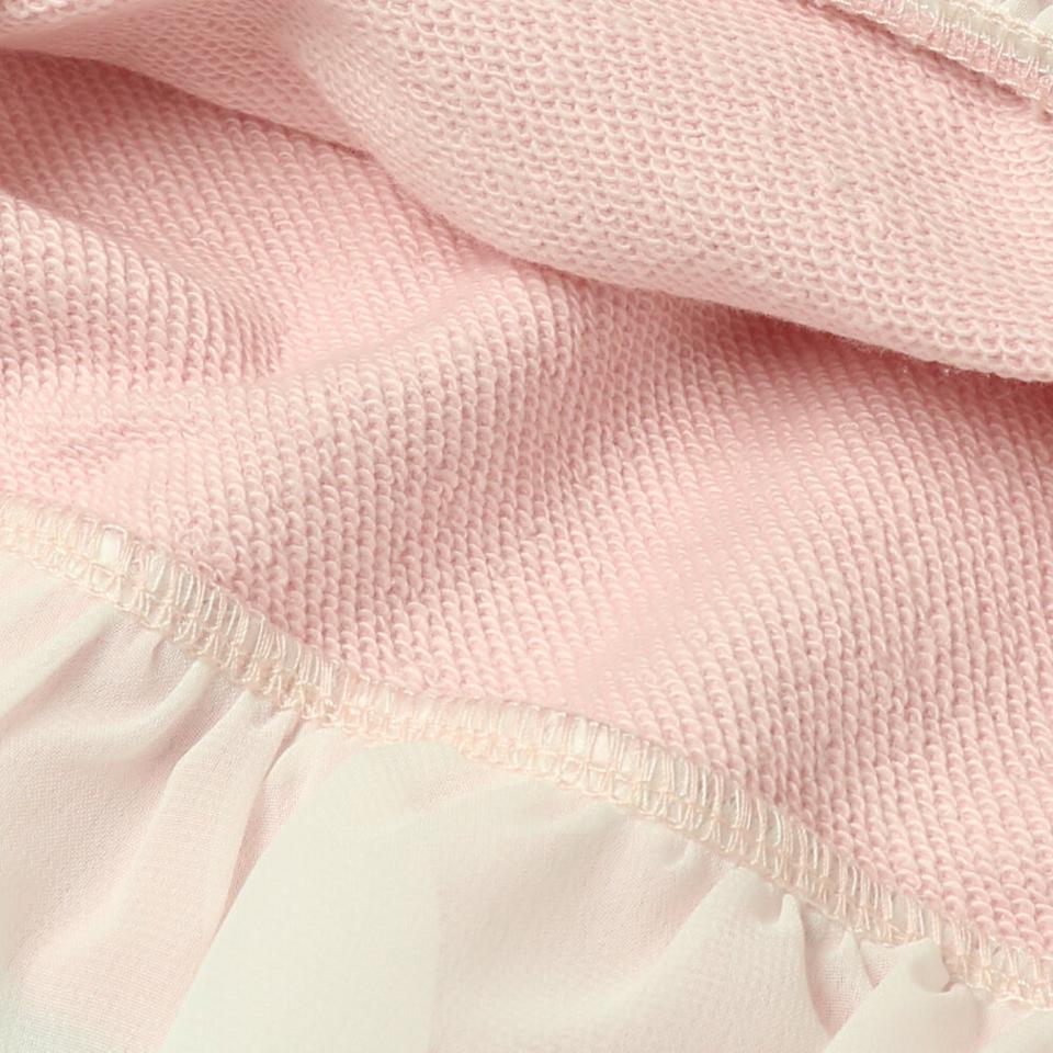 ロゴ刺繍裾シフォン裏毛トレーナー