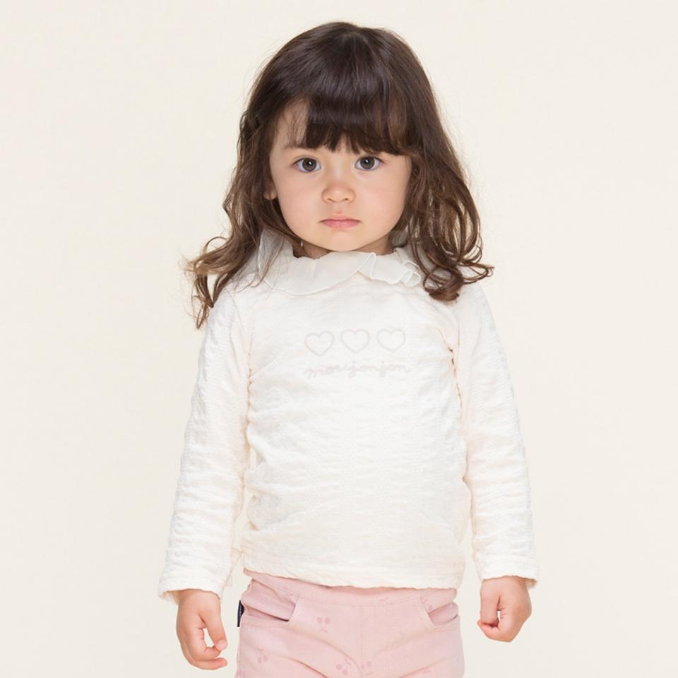 ハートプリントシフォン衿Ｔシャツ