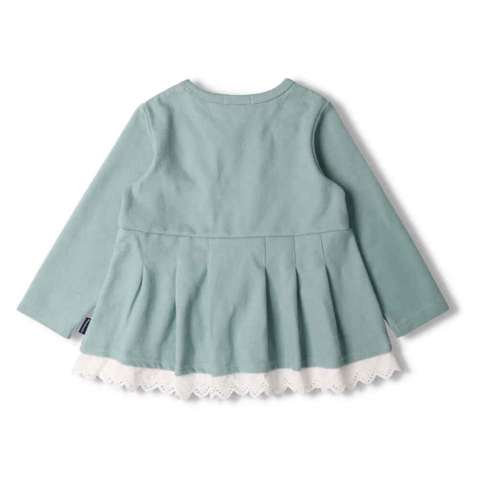 お花モチーフ付き裾レースチュニックTシャツ