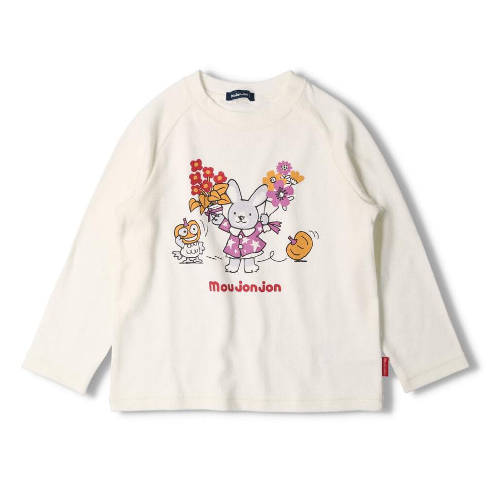 ハート・チェリープリント裾スカラップ長袖Tシャツ