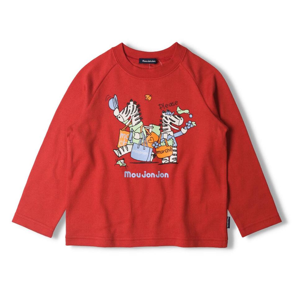 ハート・チェリープリント裾スカラップ長袖Tシャツ