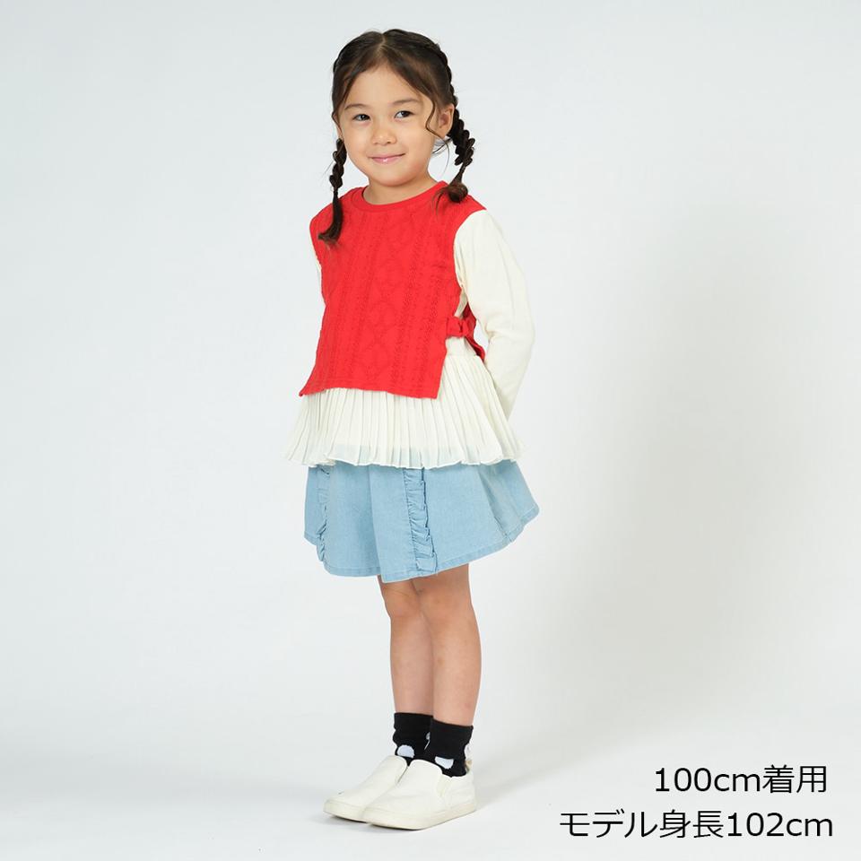 シフォンプリーツチュニックTシャツ