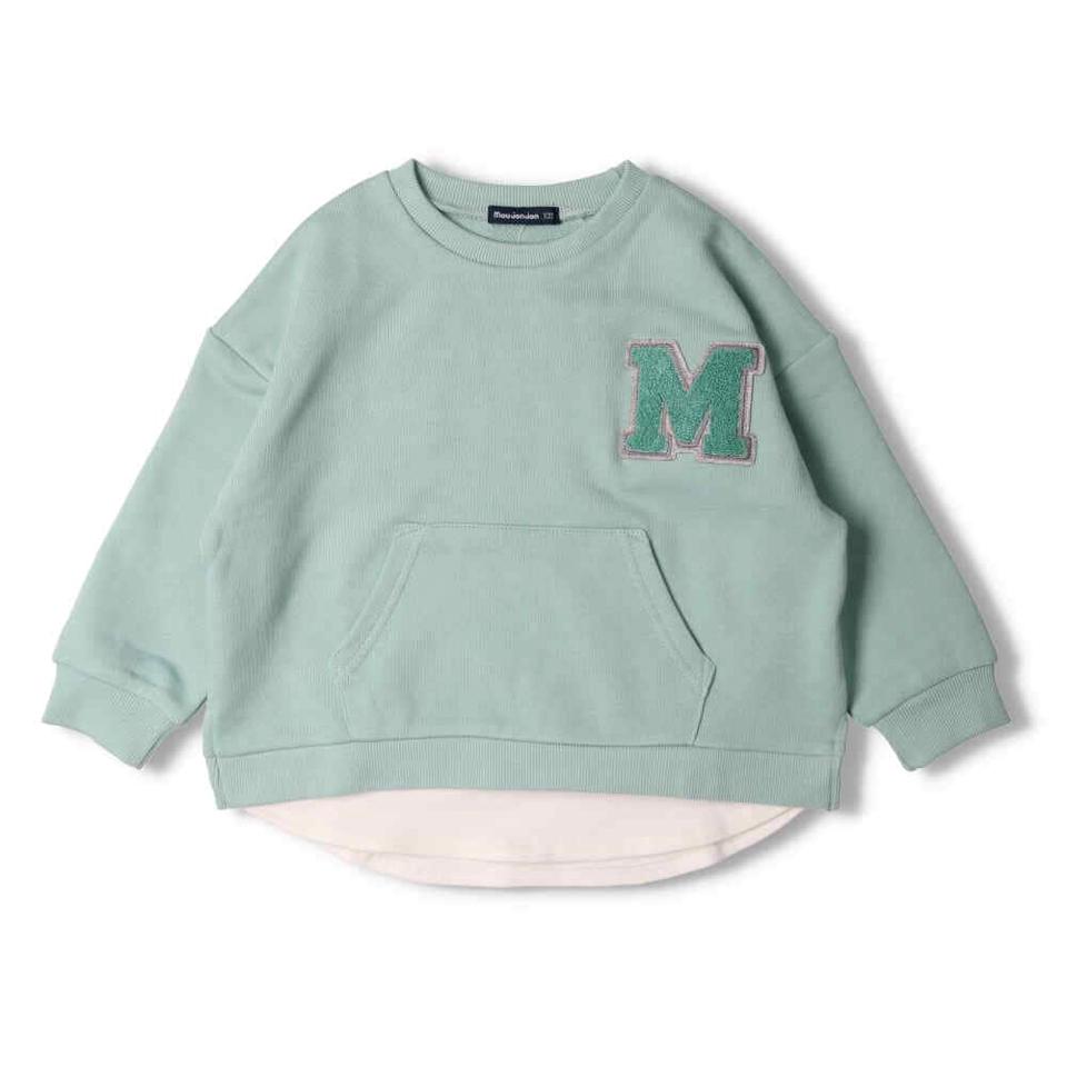 Mサガラ刺繍レイヤード風裏毛トレーナー