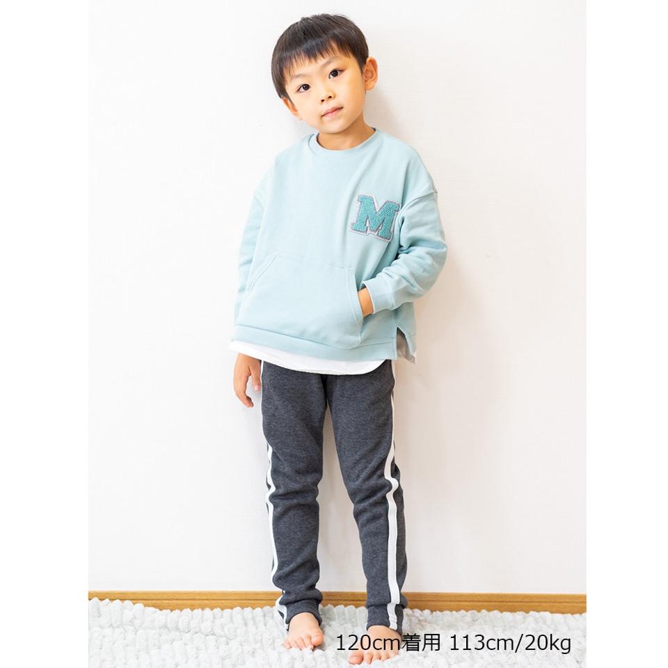 Mサガラ刺繍レイヤード風裏毛トレーナー