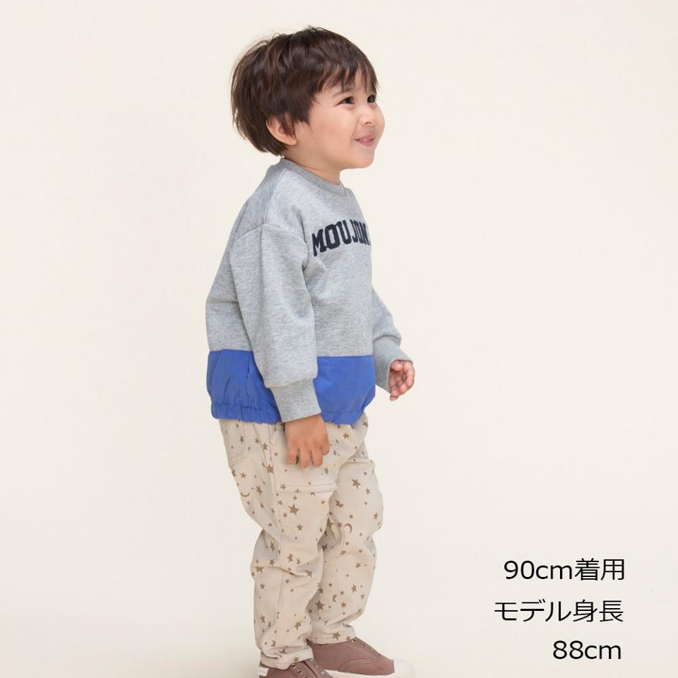 異素材切替ロゴ刺繍裏毛トレーナー