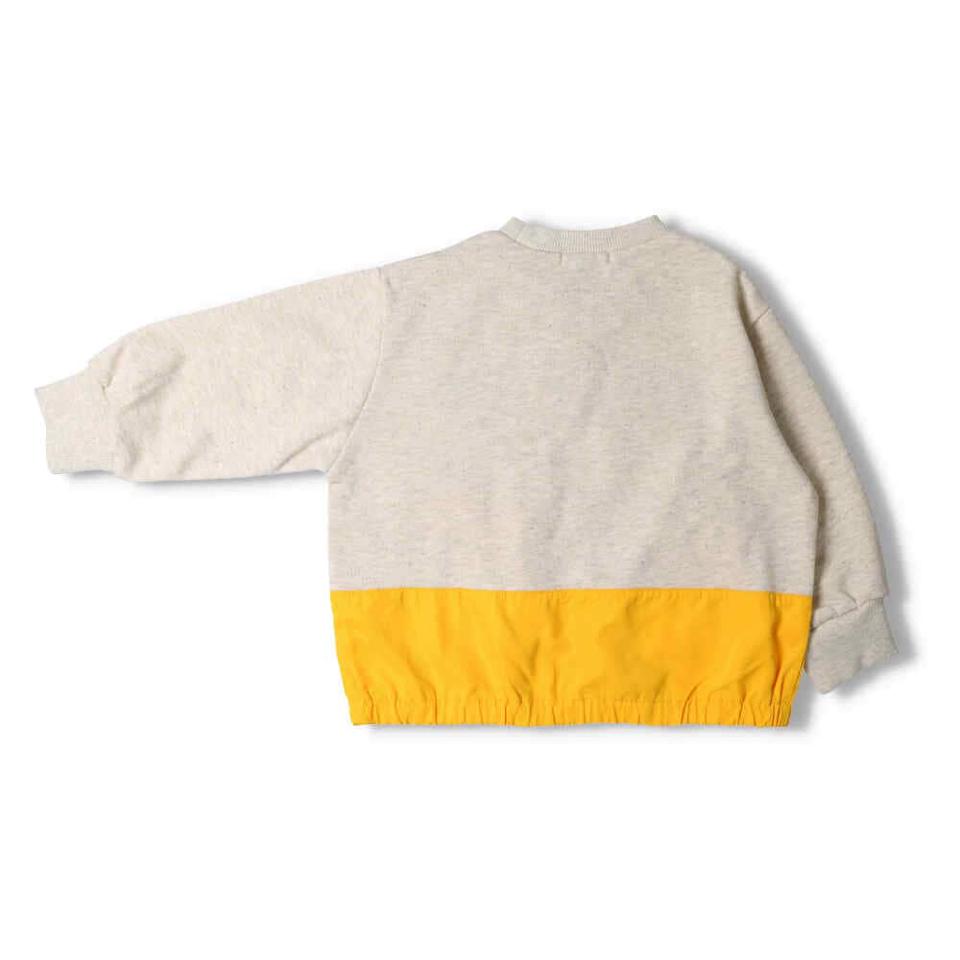 異素材切替ロゴ刺繍裏毛トレーナー