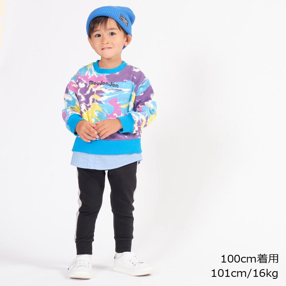脇ラインエンボスロゴミニ裏毛長パンツ