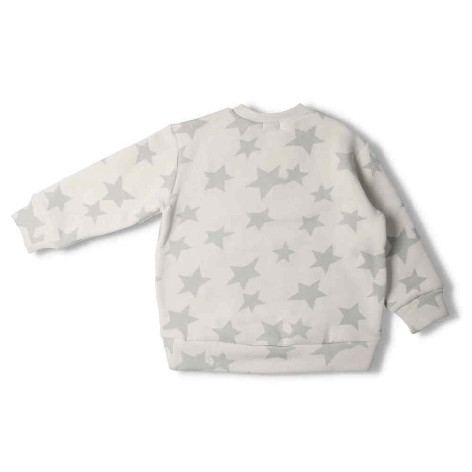 ベア裏起毛ロゴ刺繍星柄トレーナー